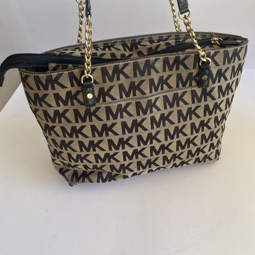 Michael Kors women's bag used, beige and black with MK design