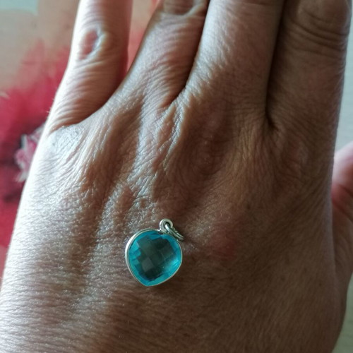 Silver 925 pendant with aqua heart-shaped stone new