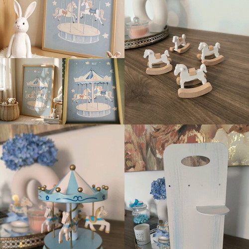 Carousel Baptism Decoration Set Blue Theme new