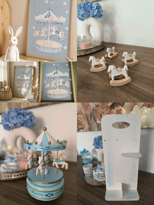 Carousel Baptism Decoration Set Blue Theme new
