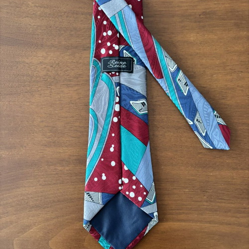 Vintage pure silk tie 90s, abstract geometric style