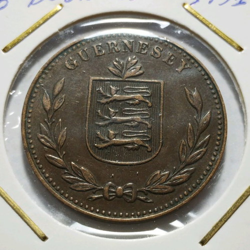 Coin 8 Doubles 1934 Great Britain - Guernsey like new, rare valuable