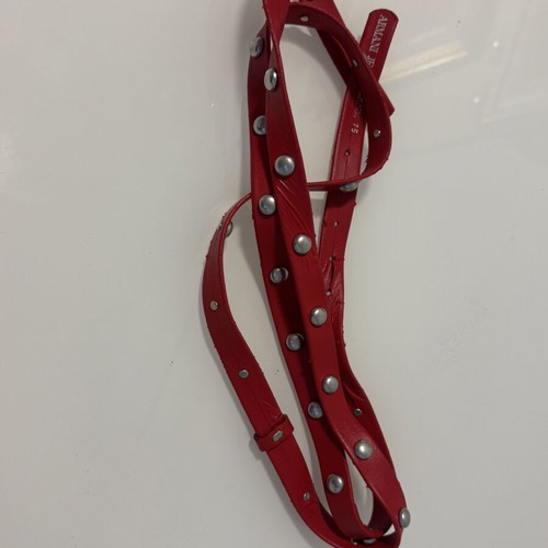 Armani Jeans red leather belt size 80, like new with studs