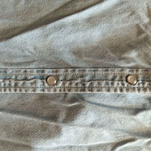 Denim shirt like new with pearl buttons, blue, size S