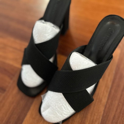 Black women's mules like new with high heel and square toe