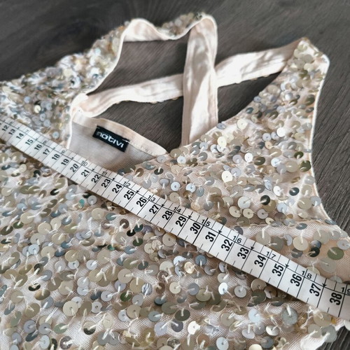 Motivi sequin sleeveless top size S beige like new