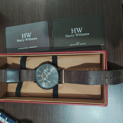 Harry Williams Watch new, brown leather strap, multifunction