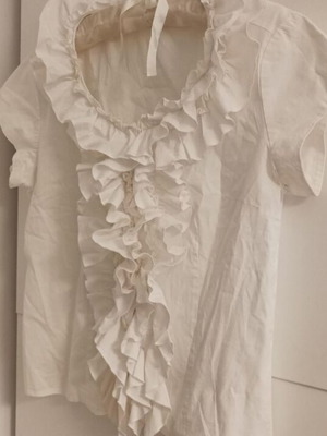 Γυναικείο top μεταχειρισμένο με βολάν, one size, άσπρο