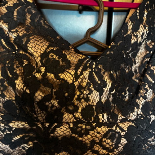 Top and long skirt set like new, black lace with beige fabric