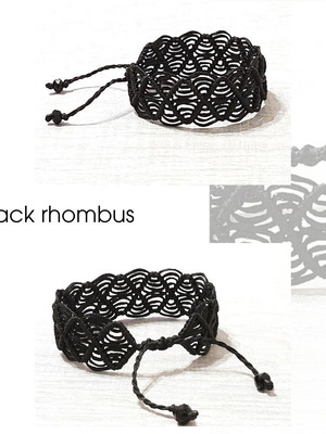 Boho Chic Black Rhombus Bracelet Handmade Macrame Adjustable