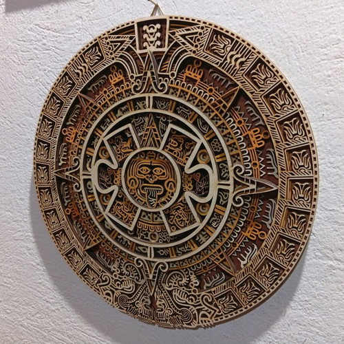 Multilayer Aztec Sun Calendar CNC Laser cut new