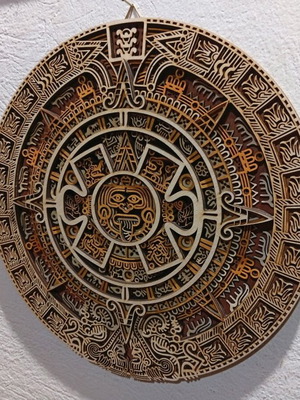Multilayer Aztec Sun Calendar CNC Laser cut new