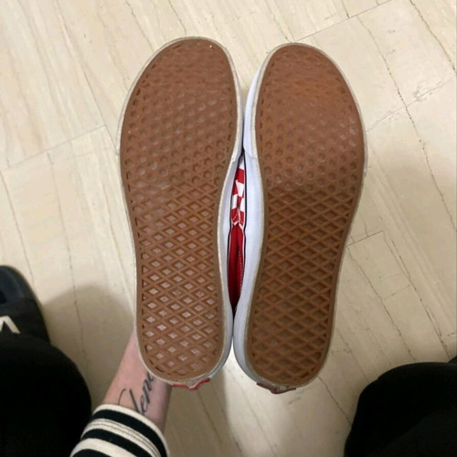Vans red checkerboard pattern shoes like new, size 44