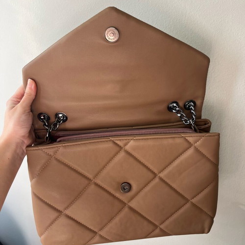 Zara shoulder bag new, beige, with button and large capacity