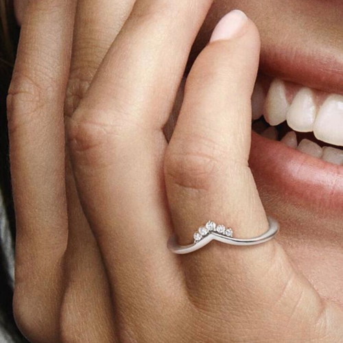 Pandora Wishbone Ring new, sterling silver 925 with clear zirconia