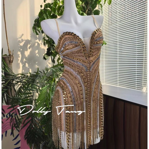 gold chain mini dress Gold Sequin One Shoulder Prom Gown – Runway Catalog