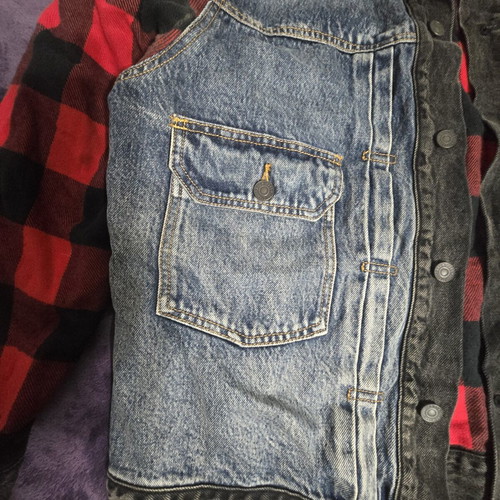 Levi's Premium Big E Type 2 Hybrid Trucker Jean Jacket Woodsman Denim size L