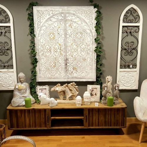 Antique door wall art new in gray with gold accents