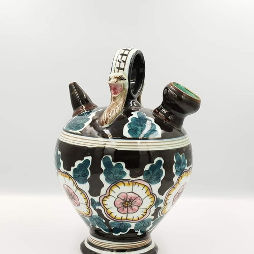 Handmade ceramic container for olive oil, wine used
