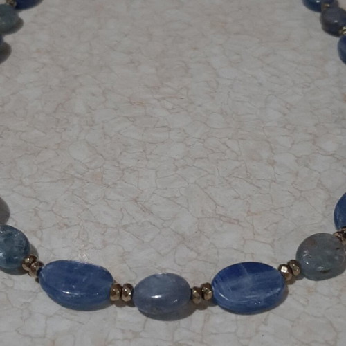 Necklace with kyanite and hematite in 925 silver new
