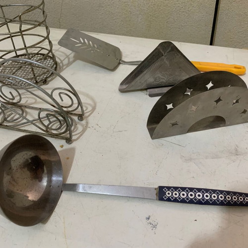 Old metal kitchen items used, napkin holders