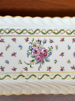 Limoges porcelain plate like new, 1980s French made, 22x14cm
