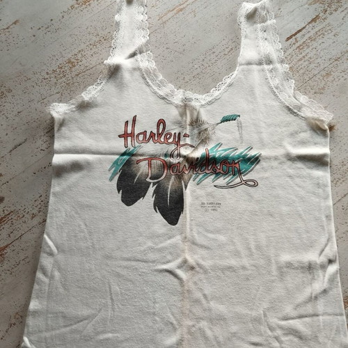 Vintage tank top with Harley Davidson print like new, white, size M