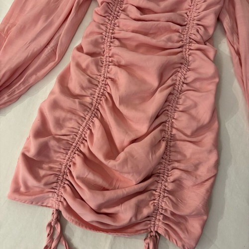 Urban Bliss pink ruched mini dress with tie up detail, new, size 10