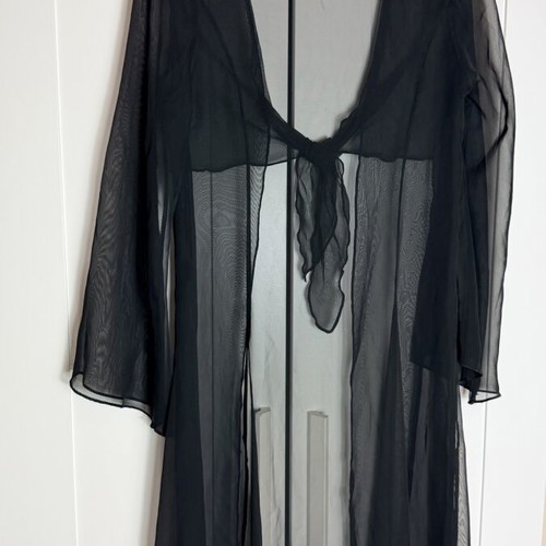 Black cover up caftan for beach, M/L