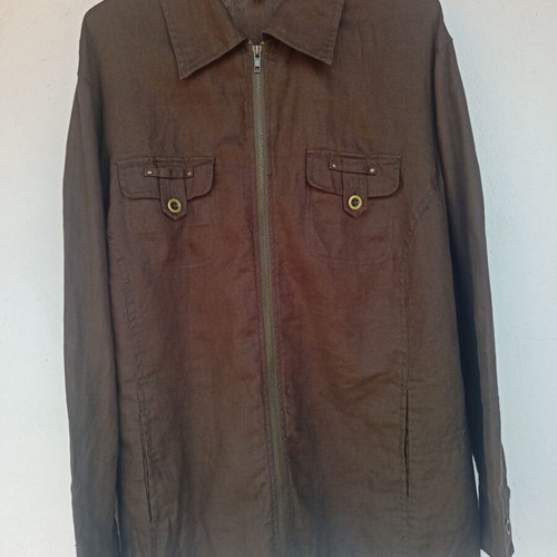 Oviesse Young linen shirt, size XL 42 14, brown
