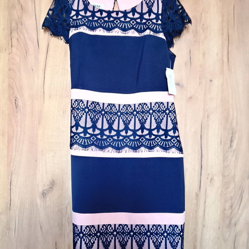 Midi dress with lace new, Assy Fashion, size 5XL, blue and pink