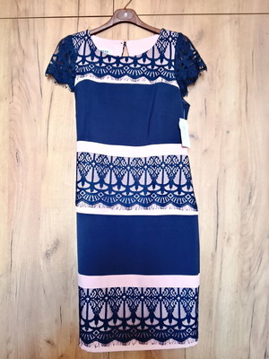 Midi dress with lace new, Assy Fashion, size 5XL, blue and pink