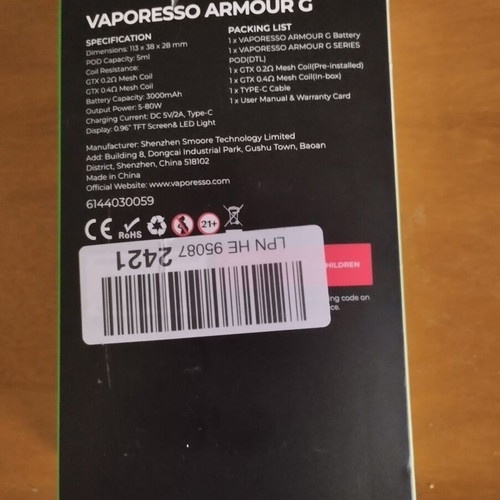 Vaporesso Armour G new vaping kit
