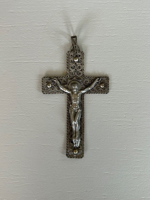 Handmade cross used with filigree decoration and crucifix Christ figure