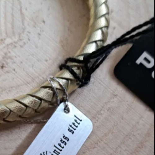 Police leather bracelet new, gold color, magnetic clasp