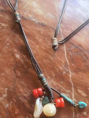 Necklace with colorful beads, 56 cm