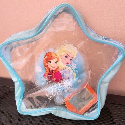 Frozen toiletry bag with mirror like new