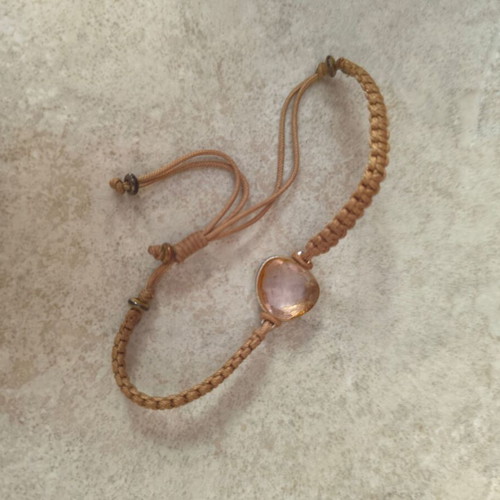 Bracelet with pink stone like new, beige