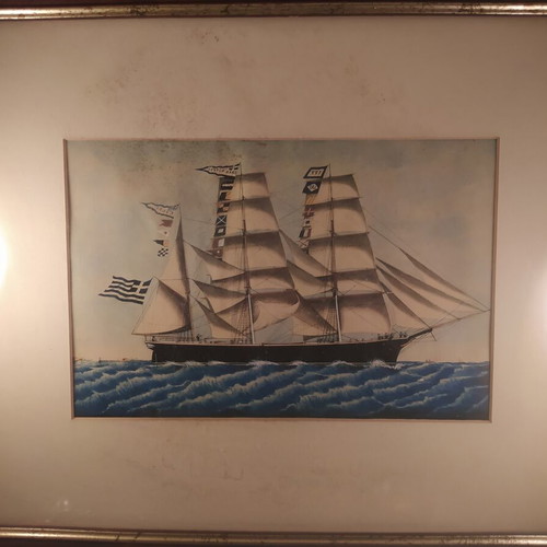 Wooden frames set of 2 with ship theme, like new, approx. 40x30cm