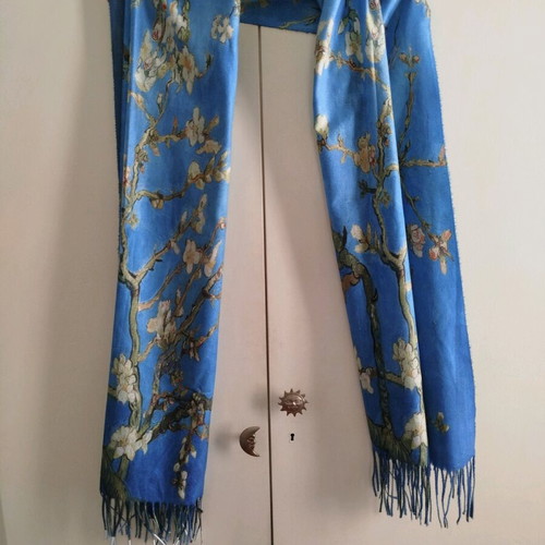 Scarf almond blossom Van Gogh new, blue design