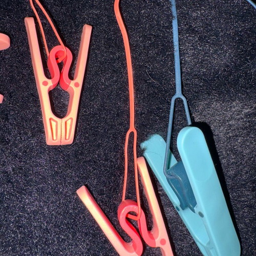 Set of 10 used closet organization hangers and accessories