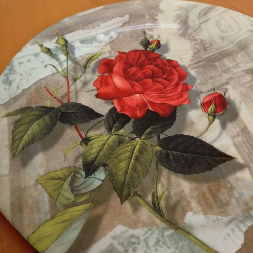 Oriana Ferelli porcelain dessert platter with red rose design