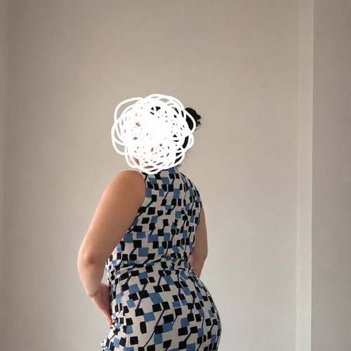 Retro dress with geometric pattern like new, fits up to 2XL