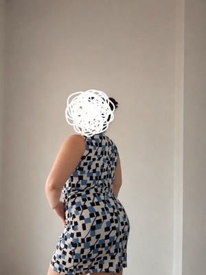 Retro dress with geometric pattern like new, fits up to 2XL