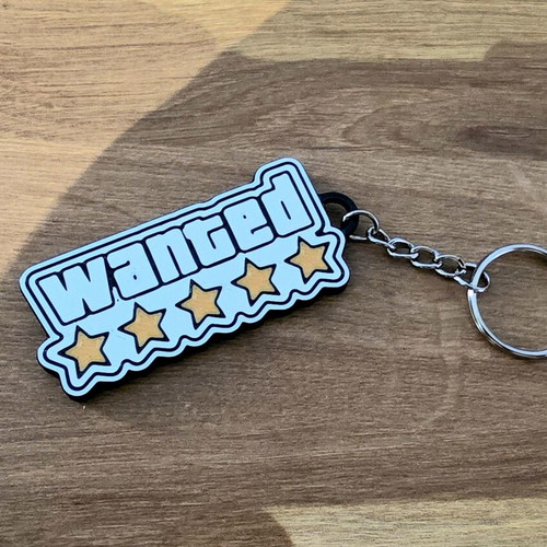 Wanted 3D Printed Keychain with 5 Gold Stars