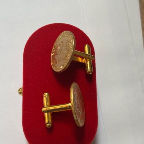 Cufflinks with Lyres new, gold-plated 22k