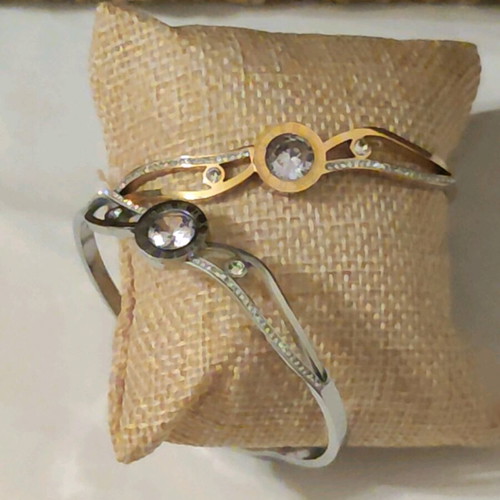 Steel handcuff bracelet new, gold and silver colors