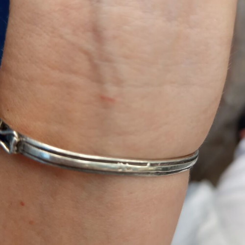 Silver bracelet with amber, unique design