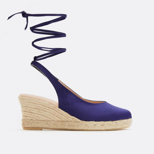 CUPLE women's satin platform espadrilles blue EU38 US8 UK5 new