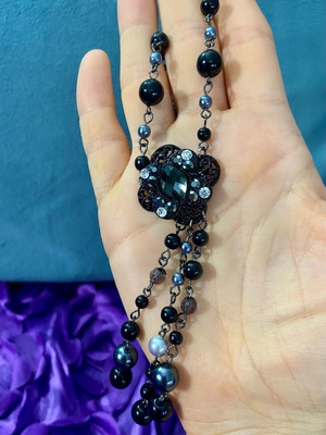 Gothic necklace new, black and silver